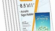 MaxGear 6 Pack Acrylic Sign Holder 8.5 X 11, Plastic Sign Holder Plastic Paper Holder With Vertical Slanted Back Clear Picture Photo Frames Display Stand Flyer Document Holder for Office Desktop