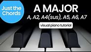 A Major chords (A, A2, A4sus, A5, A6, A7) - Piano Tutorial