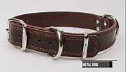 ADITYNA Heavy Duty Leather Dog Collar - Soft and Strong Dog Collar for Medium Dogs - Brown Dog Collars (Medium: Fit 13" - 20" Neck, Brown)