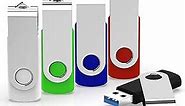 USB 3.0 Flash Drive, 64 GB Flash Drive 3.0 64GB Thumb Drive KEXIN 5 Pack USB Jump Drive Memory Stick Zip Drive, 5 Colors (Black, Blue, Green, White, Red)