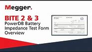 Megger BITE 2 & 3: PowerDB Battery Impedance Test Form Overview