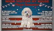 PREZZY Poodle Gifts Personalized Door Mat with Dog Names When Visiting My House Dog Doormat Custom 4th of July Door Mats for Dogs Lovers Patriotic Independence Day Home Decor