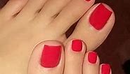 Outyua Red Square Fake Toenails Matte Press on Toe Nails Short Acrylic False Toes Nails Artificial Beach Full Cover Toenail for Women and Girls 24Pcs (Red)