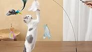 Cat Feather Toys Automatic Interactive Cat Toys Natural Bird Feather Ball Toys Suction Cup Pet Chase Movement Playing Toy Exercise cat Toys 7 Pcs Cat Toy Set for Indoor Bored Cats Gifts