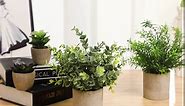 ALAGIRLS 4 Packs Fake Plants Small Artificial Plants Indoor Eucalyptus Rosemary Succulents Plants Potted Faux Plants for Home Indoor Office Bathroom Living Room Decor