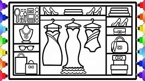 How to Draw a Fashion Closet Simple Easy Glitter Art 💜💙💚💛🧡❤️💕 Fashion Wardrobe Coloring Page