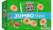 Kellogg's Apple Jacks Jumbo Snax Cereal Snacks, Lunch Box Snacks, Original, 5.4oz Box (12 Pouches)
