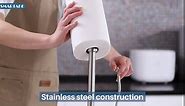 SMARTAKE Paper Towel Holder, Paper Towel Dispenser Standing Weighted Base Non Slip, Spring Arm for Easy Tear, Stainless Steel Paper Towel Holder for Home Kitchen Countertop Tabletop, Silver
