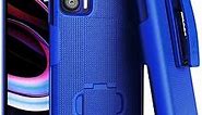 Rome Tech Belt Clip Holster Case for Motorola Edge 2021 / Verizon Moto Edge 5G UW - Slim Shell Holster Combo - Rugged Phone Cover with Kickstand Compatible with Motorola Edge 5G UW - Blue