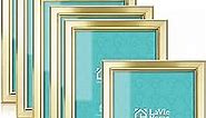 LaVie Home 4x6 Picture Frames (6 Pc, Gold) Simple Designed Photo Frame with High Definition Glass for Wall Mount & Table Top Display, Set of 6 Classic Collection