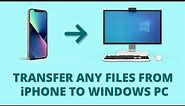 Transfer Any Files From iPhone To Windows PC | No Cable Software or Internet is Required