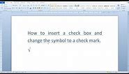 How to insert a check box in Word 2010 and change the symbol to a check mark