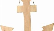 Large Unfinished Wood Nautical Anchor Wall Hanging - Navy Veteran Memorial Decoration - Blank Anchor Wooden DIY Coastal Shape Ready to Paint and Decorate (Size: 14-3/4" Wide x 15" high x 3/4" Thick)