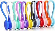 12 Pack Reusable Silicone Magnetic Cable Ties,Magnetic Cable Clips for Bundling and Organizing Headphone Cables,USB Charging Cords, Hanging & Holding,Stitching Fabric Magnetic Twist Ties