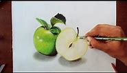 Drawing Green apples - Prismacolor pencils