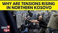 Kosovan Serb Protesters In Front Of Zvecan's Municipal Building | Kosovo Serbia Conflict 2023