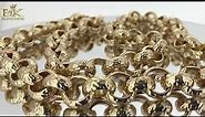 12mm Gold Diamond Cut Pattern Belcher Chain | Men's Gold Chain | Bling King UK