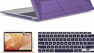 IBENZER Compatible with New MacBook Air 13 inch case 2022 2021 2020 M1 A2337 A2179 A1932, Hard Shell Case&Keyboard Cover&Screen Film for Mac Air 13 with Touch ID (2018-2022),Crystal Purple,AT13CYPU+2