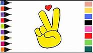 Peace Hand Drawing | Draw Peace Sign Hand Emoji | Coloring Pages