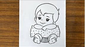 Cute baby drawing easy step by step || How to draw a cute baby boy || Pencil sketch for beginners