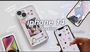 iphone 14 unboxing (starlight) | setup + accessories