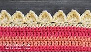 HOW to CROCHET FLAME STITCH BORDER Edging - DIY Tutorial for a Blanket Scarf Shawl by Naztazia