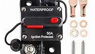 RED WOLF 50A Amp Circuit Breaker for Boat Trolling Motor Marine ATV Vehicles Stereo Audio Battery Solar System Inline Fuse with Manual Reset Switcher Waterproof DC 12V-48V