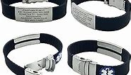 Sport Medical Alert Bracelet for Men and Women, Custom Engraving, Emergency Medical Card For Your Emergency Medical Information, Complimentary Access PHR (Personal Health Record) - Black (Black)
