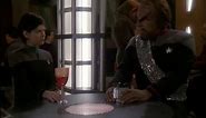 Lieutenant Ezri Dax talk to Lt. Commander Worf