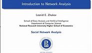 Social Network Analysis. Lecture1. Introduction to network analysis