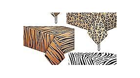 Oojami 5 Pack Animal Safari Theme Zoo Print Table Cover Animal Theme Tablecloth Party Supplies/Ideal for Birthday Parties, Animal Theme Party, Baby Showers, Zoo Jungle Safari Themed Party
