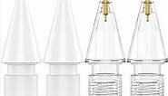 NIUTRENDZ 4 Pack Replacement Tips for Apple Pencil 2nd Generation and 1st Generation Fine Point Metal Tip, Wear-Resistant & Precise Control (1.95mm, White + Clear)
