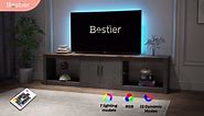 Bestier 70 in. Golden Black TV Stand Fits TV's Up to 75 in. LED Entertainment Center with Adjustable Shelves and Cabinet T108I-BLK