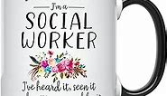 YouNique Designs Social Worker Mug, 11 Ounces, Social Worker Gifts For Women, Social Work Gifts, Funny Social Worker Gifts (Black Handle)