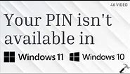 I am unable to login in with the windows hello pin on my login page on windows 11