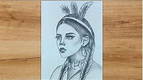 How to Draw a Native American Girl step by step