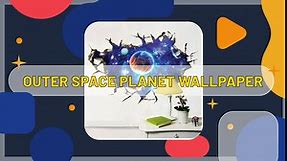 3D Space Galaxy Wall Stickers-3 Pack, Broken Wall View Milky Way Decals Cosmic Outer Space Planet Starry Sky Wallpaper for Kids Boys Floor Ceiling Living Room Bedroom Home Art Decor (#3)