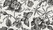 Floral Wallpaper Peel and Stick, Vintage Wallpaper Wall Stick Black Rose Removable Vinyl Wallpaper Sketch Floral Wall Mural Wall Decor (15.7''x 118'')