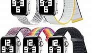 5 Pack Sports Bands Compatible with Apple Watch Band 38mm 40mm 41mm, Nylon Women Men Adjustable Soft Stretchy Woven Straps for iWatch Series 7 6 5 4 3 2 1 SE