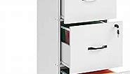 VASAGLE 3-Drawer Vertical File Cabinet, Filing Cabinet for Home Office, Printer Stand, with 3 Lockable Drawers, Adjustable Hanging Rail, for A4 and Letter-Size Files, Cloud White UOFC055W14