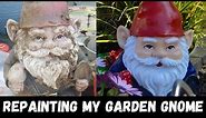 Make your gnome look new again, repainting garden decor