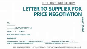 How To Write Letter for Price Negotiation - Sample Letter to Supplier for Online Price Negotiation