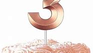 Rose Gold 3 Number Birthday Candles 2.76 Inch Number Happy Birthday Cake Candles for Birthday Party Wedding Anniversary Reunions Theme Party