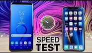 Samsung Galaxy S9 Plus vs iPhone X SPEED Test!