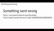 windows camera will not save pictures