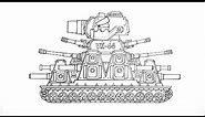 How To Draw Cartoon Tank VK-44 | HomeAnimations - Cartoons About Tanks