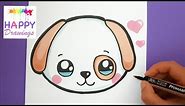 How To Draw and Color a Cute Puppy Emoji - EASY - HAPPY DRAWINGS