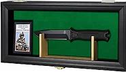 Knife Display Case Collect Pocket Knife Display Stand Military Folding Single Knife Shadow Box Wall Mount Cabinet with Uv Protection Acrylic Lockable Collectibles Knife-Black