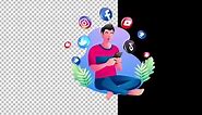 Man Holding Smartphone Using Social Media Animation