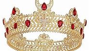 SWEETV Gold King Crown for Men, Royal Prince Tiara Diadem Medieval Men Tiara Crown Costume Accessories for Prom Party Birthday Celebration Halloween